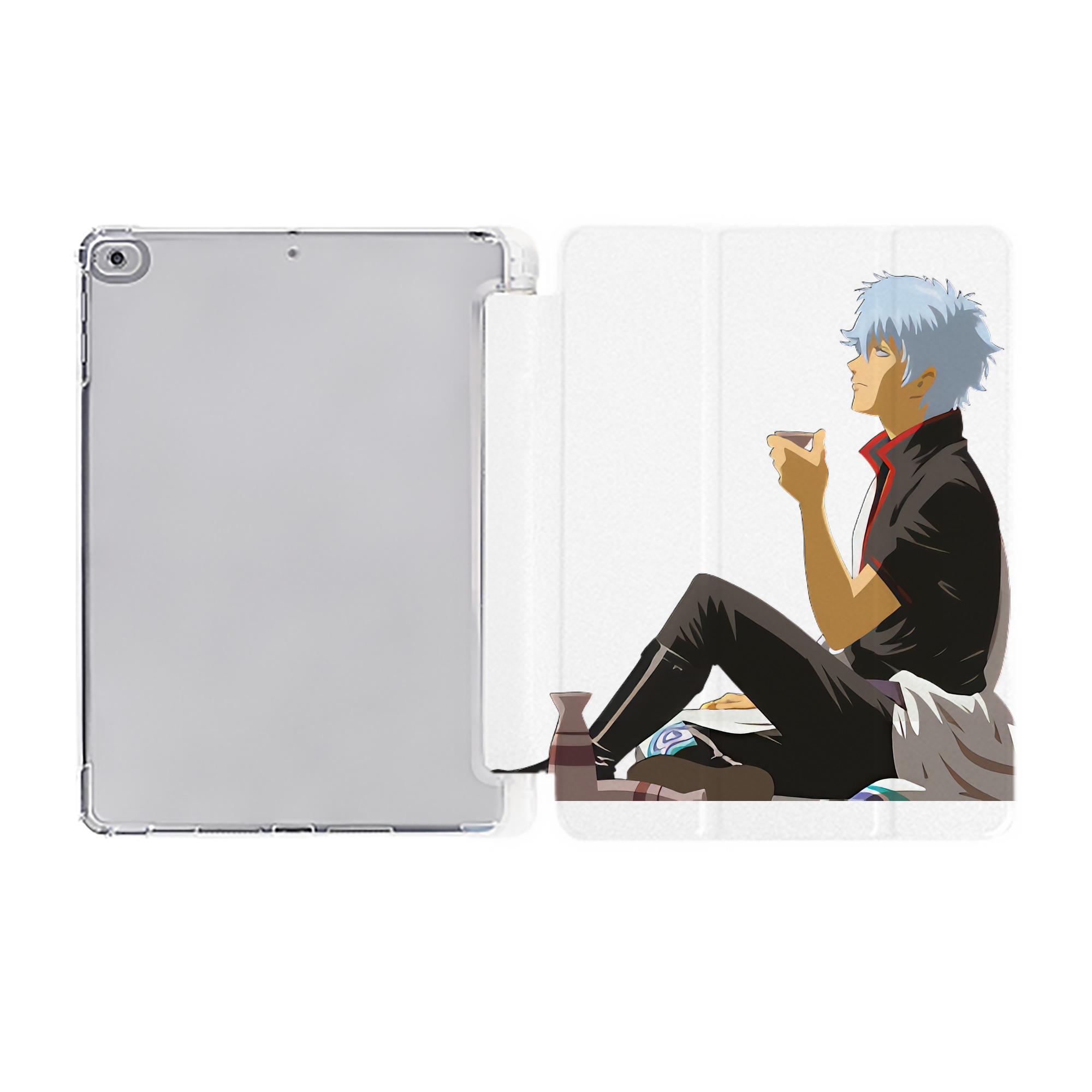 ぎんたま 坂田銀時（さかたぎんとき） 神楽 志村新八（しむら しんぱち） GINTAMA Sakata Gintoki Kagura Shimura Shinpachi IPad ケース ペン収納付き 三つ折りスタンド PUレザー×シリコン 対応機種9.5/10.5/10.9インチ